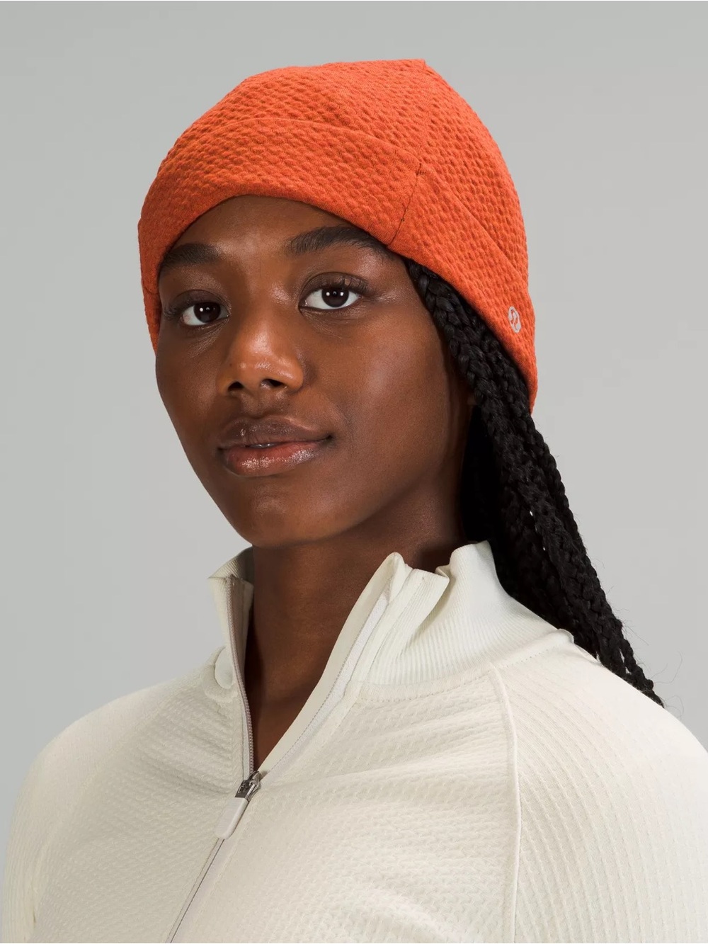 Lululemon All Ease Beanie - Textured Cotton Blend Burnt Orange Hat